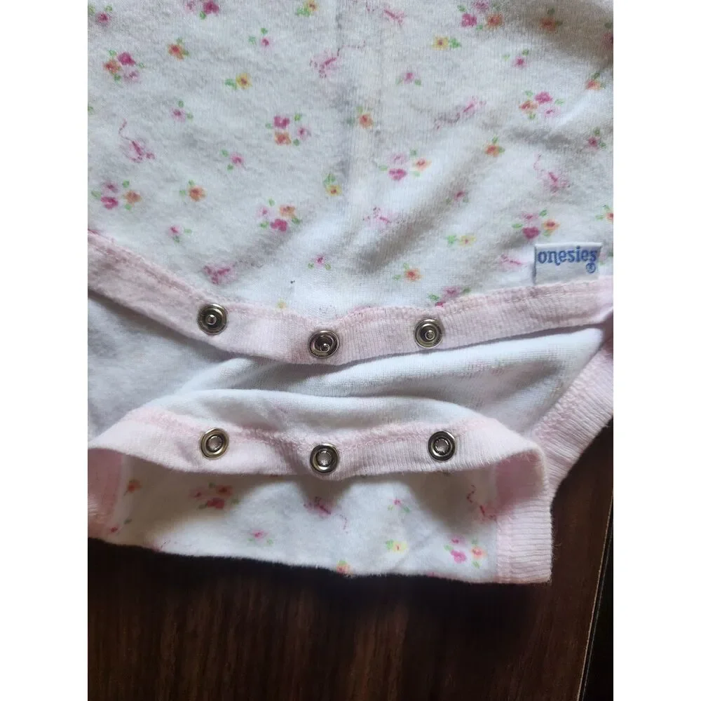 Gerber Onesies Baby Girl Small 13-18 lbs White Pink Floral Bodysuit